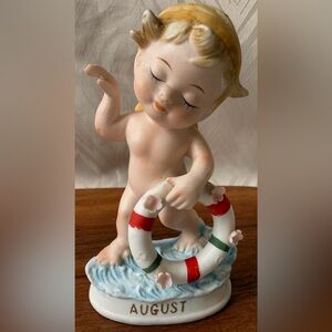 VTG Lefton Collectible August Figurine Angel Nautical Beach Boy